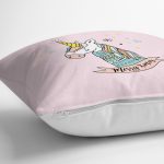 Gri Zeminde Unicorn Motifli Bebek Odası Yastık Kırlent Kılıfı Realhomes