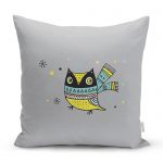 Pembe Zeminde Atkılı Baykuş Desenli Bebek Odası Yastık Kırlent Kılıfı Realhomes