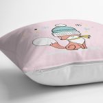 - realhomescomtr-K4436-1 - Realhomes Beyaz Zeminde Sevimli Tilki Desenli Bebek Odası Yastık Kırlent Kılıfı Realhomes