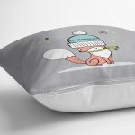 - realhomescomtr-K4437-1 - Realhomes Pembe Zeminde Sevimli Tilki Desenli Bebek Odası Yastık Kırlent Kılıfı Realhomes