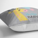 - realhomescomtr-K4453-1 - Realhomes Pembe Zeminde Uçan Balon Desenli Bebek Odası Yastık Kılıfı Realhomes