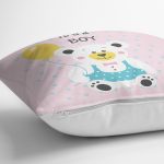 Mavi Zeminde Ayıcık Desenli Dijtal Baskılı Bebek Odası Yastık Kılıfı Realhomes