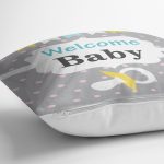 - realhomescomtr-K4459-1 - Realhomes Pembe Zeminde Ayıcık Desenli Dijtal Baskılı Bebek Odası Yastık Kılıfı Realhomes