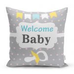 - realhomescomtr-K4459 - Realhomes Pembe Zeminde Ayıcık Desenli Dijtal Baskılı Bebek Odası Yastık Kılıfı Realhomes