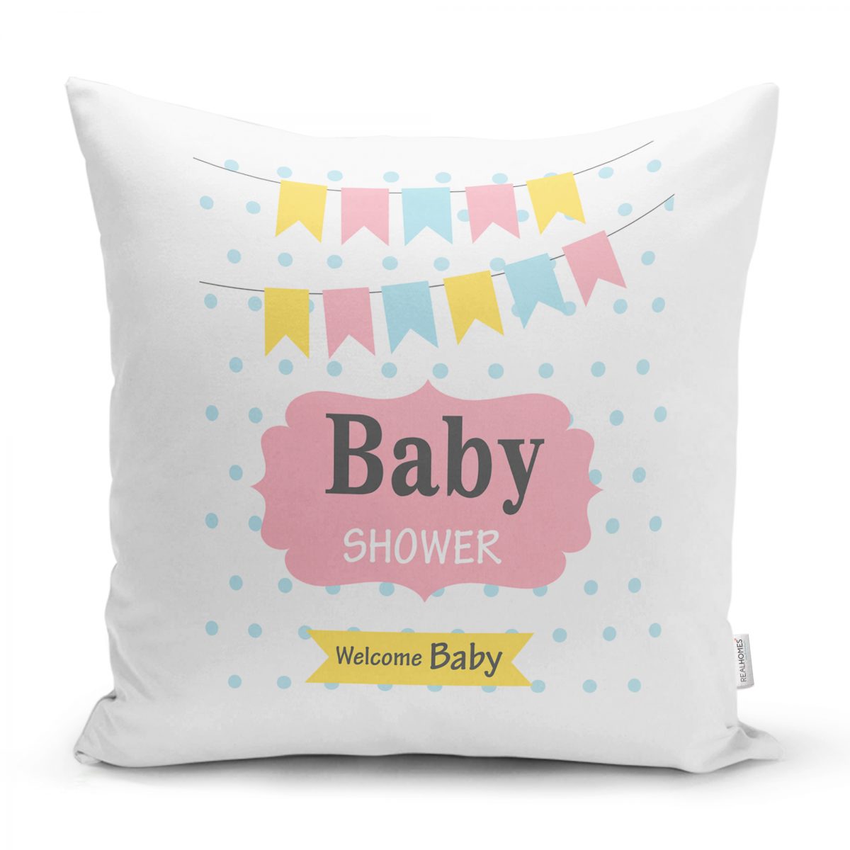 Baby Shower Desenli Dijital Baskılı Bebek Odası Yastık Kılıfı Realhomes