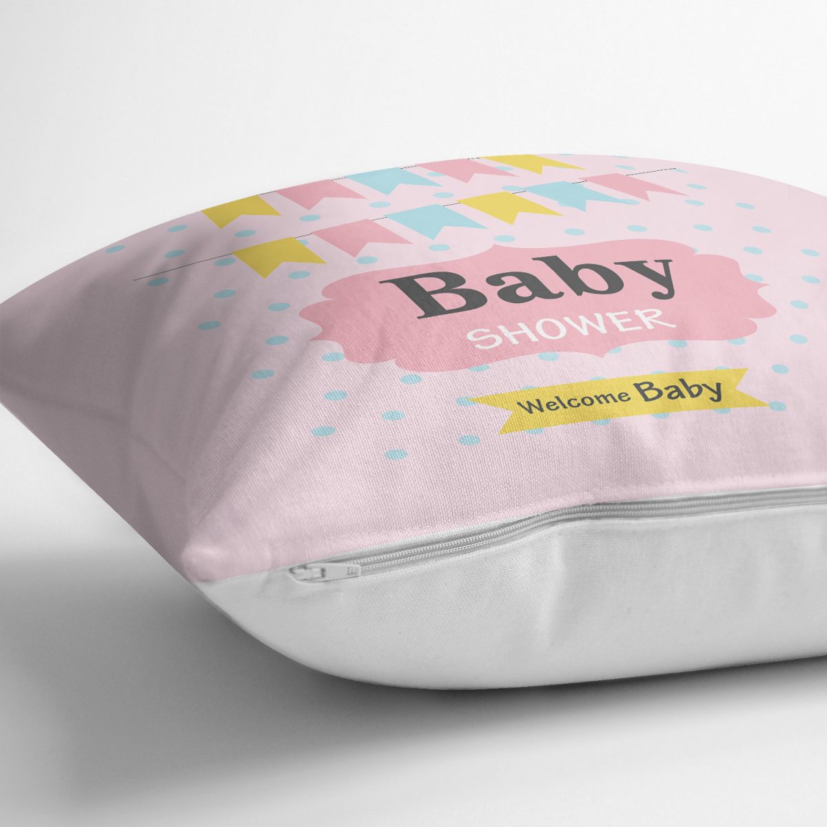Puanlı Baby Shower Desenli Dijital Baskılı Bebek Odası Yastık Kılıfı Realhomes