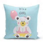 - realhomescomtr-K4472 - Realhomes Gri Zeminde Puanlı Baby Shower Bebek Odası Yastık Kılıfı Realhomes