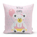 Pembe Zeminde Puanlı Baby Shower Bebek Odası Yastık Kılıfı Realhomes