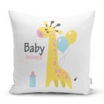 - realhomescomtr-K4474 - Realhomes Mavi Zeminde Sevimli Ayıcık Tasarımlı Bebek Odası Yastık Kılıfı Realhomes