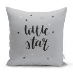 - realhomescomtr-K4482 - Realhomes Beyaz Zeminde Little Star Yıldız Tasarımlı Bebek Odası Yastık Kılıfı Realhomes