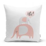 - realhomescomtr-K4505 - Realhomes Pembe Zeminde Ay ve Bulut Desenli Bebek Odası Yastık Kılıfı Realhomes