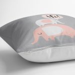 - realhomescomtr-K4507-1 - Realhomes Beyaz Zeminde Sevimli Filler Özel Tasarımlı Bebek Odası Yastık Kılıfı Realhomes