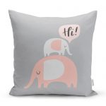 - realhomescomtr-K4507 - Realhomes Beyaz Zeminde Sevimli Filler Özel Tasarımlı Bebek Odası Yastık Kılıfı Realhomes