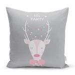 - realhomescomtr-K4509 - Realhomes Gri Zeminde Sevimli Filler Özel Tasarımlı Bebek Odası Yastık Kılıfı Realhomes