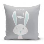 - realhomescomtr-K4513 - Realhomes Pembe Gri Çizgili Baby Shower Desenli Bebek Odası Yastık Kılıfı Realhomes