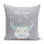 - realhomescomtr-K4517 - Realhomes Gri Zeminli Haliday ve Kuşlar Özel Tasarım Bebek Odası Yastık Kılıfı Realhomes