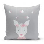 - realhomescomtr-K4522 - Realhomes Mint Yeşili Zeminli Kuzucuk Desenli Dijital Baskılı Bebek Odası Yastık Kılıfı Realhomes