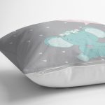 Beyaz Zeminde Yeşil Fil Desenli Bebek Odası Yastık Kılıfı Realhomes