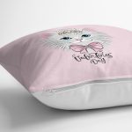 - realhomescomtr-K4527-1 - Realhomes Pembe Zeminde Yeşil Fil Desenli Bebek Odası Yastık Kılıfı Realhomes