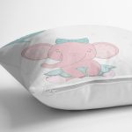 Gri Zeminde Yeşil Fil Desenli Bebek Odası Yastık Kılıfı Realhomes