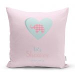 - realhomescomtr-K4533 - Realhomes Gri Zeminde Pembe Fil Motifli Bebek Odası Yastık Kılıfı Realhomes