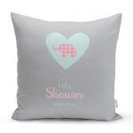 - realhomescomtr-K4534 - Realhomes Beyaz Zeminli Lets Shower Fil Desenli Bebek Odası Yastık Kılıfı Realhomes