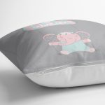 - realhomescomtr-K4542-1 - Realhomes Salıncakta Fil Desenli Dijital Baskılı Bebek Odası Yastık Kılıfı Realhomes