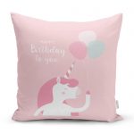 - realhomescomtr-K4552 - Realhomes Pembe Zeminde Doğum Günü Hediyeler Desenli Bebek Odası Yastık Kılıfı Realhomes