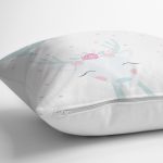 - realhomescomtr-K4564-1 - Realhomes Pembe Zeminde Kuğu Motifli Özel Tasarım Bebek Odası Yastık Kılıfı Realhomes