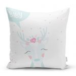 - realhomescomtr-K4564 - Realhomes Pembe Zeminde Kuğu Motifli Özel Tasarım Bebek Odası Yastık Kılıfı Realhomes