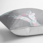 - realhomescomtr-K4565-1 - Realhomes Gri Zeminde Kuğu Motifli Özel Tasarım Bebek Odası Yastık Kılıfı Realhomes