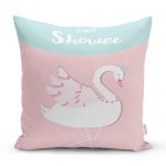 Beyaz Zeminli Sevimli Geyik Tasarımlı Bebek Odası Yastık Kılıfı Realhomes