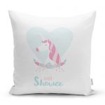 - realhomescomtr-K4573 - Realhomes Pembe Zeminde Wellcome Little One Yazılı Özel Tasarım Çocuk Odası Yastık Kılıfı Realhomes