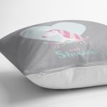 - realhomescomtr-K4574-1 - Realhomes Yeşil Pembe Çizgili Baby Shower Kuğu Tasarımlı Çocuk Odası Yastık Kılıfı Realhomes