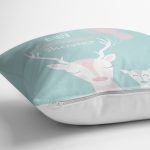 - realhomescomtr-K4576-1 - Realhomes Beyaz Zeminli Unicorn Baby Shower Desenli Çocuk Odası Yastık Kılıfı Realhomes