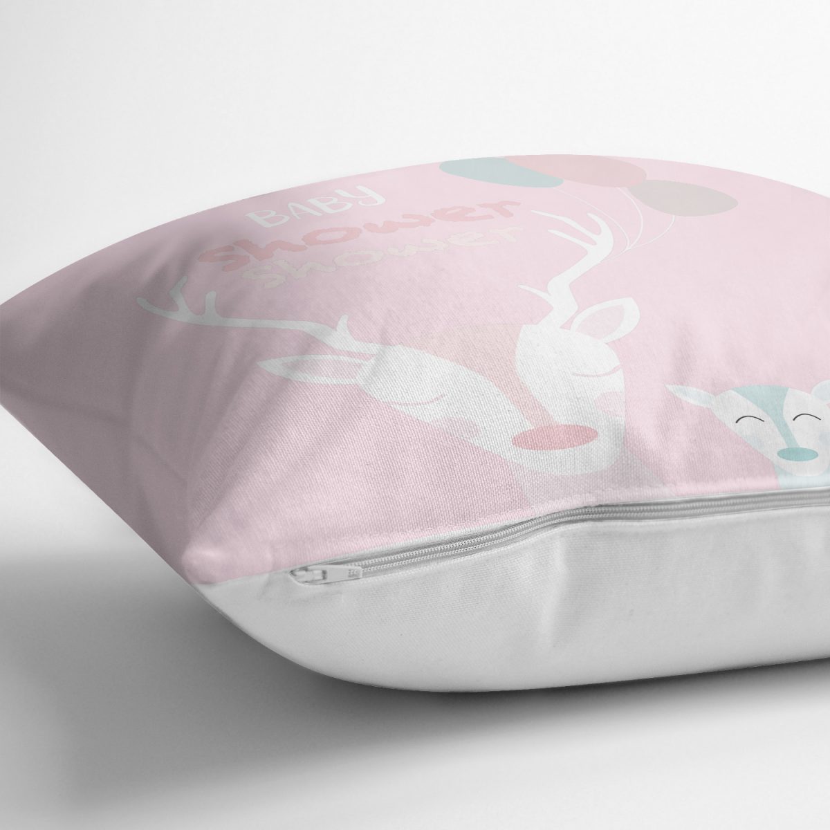 Pembe Zeminli Unicorn Baby Shower Desenli Çocuk Odası Yastık Kılıfı Realhomes