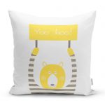 - realhomescomtr-K4582 - Realhomes Beyaz Zeminde Unicorn Geyikler Tasarımlı Çocuk Odası Yastık Kılıfı Realhomes