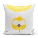 - realhomescomtr-K4585 - Realhomes Beyaz Zeminde Ayıcık Motifli Dijital Baskılı Çocuk Odası Yastık Kılıfı Realhomes