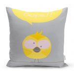 Gri Zeminde Ayıcık Motifli Dijital Baskılı Çocuk Odası Yastık Kılıfı Realhomes