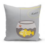 - realhomescomtr-K4588 - Realhomes Sarı Kuş Motifli Dijital Baskılı Çocuk Odası Yastık Kılıfı Realhomes
