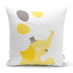 Gri Zeminde Leylek Motifli Dijital Baskılı Çocuk Odası Yastık Kılıfı Realhomes