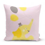 - realhomescomtr-K4596 - Realhomes Pembe Gri Zigzag Zeminle I Love Animal Çocuk Odası Yastık Kılıfı Realhomes