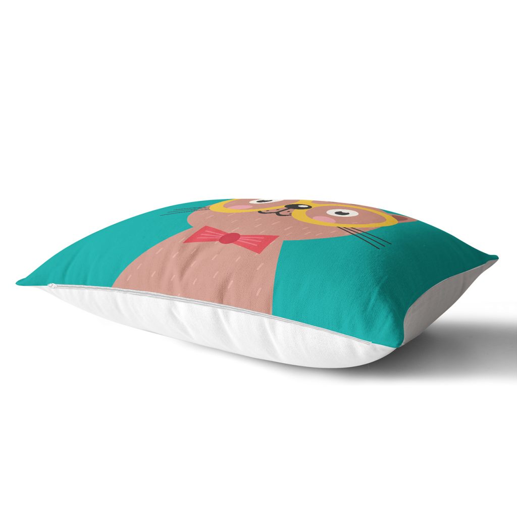 Realhomes Renkli Kedi Dijital Baskılı Modern Dikdörtgen Kırlent Kılıfı