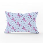 Realhomes Mavi Zeminde Pembe Yıldız Dijital Baskılı Modern Dikdörtgen Yastık Kılıfı Realhomes