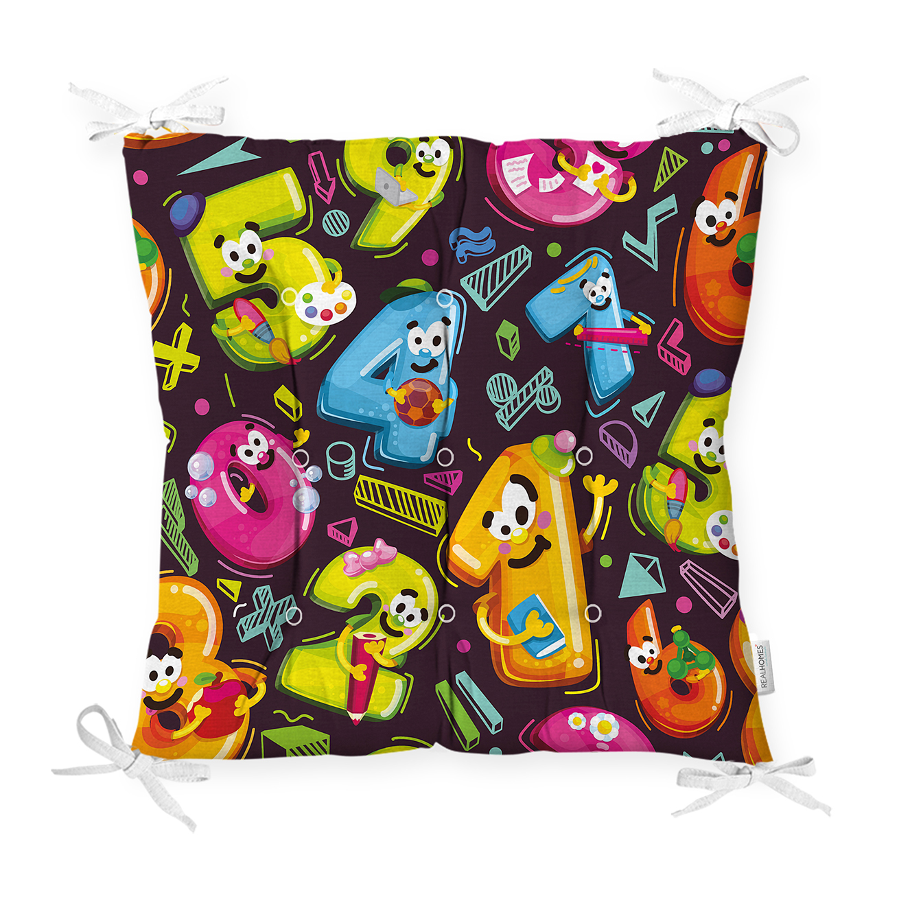 Realhomes Renkli Sayilar Dijital Baskili Modern Pofidik Sandalye Minderi Realhomes Realhomes Renkli Sayilar Dijital Baskili Modern Pofidik Sandalye Minderi Realhomes