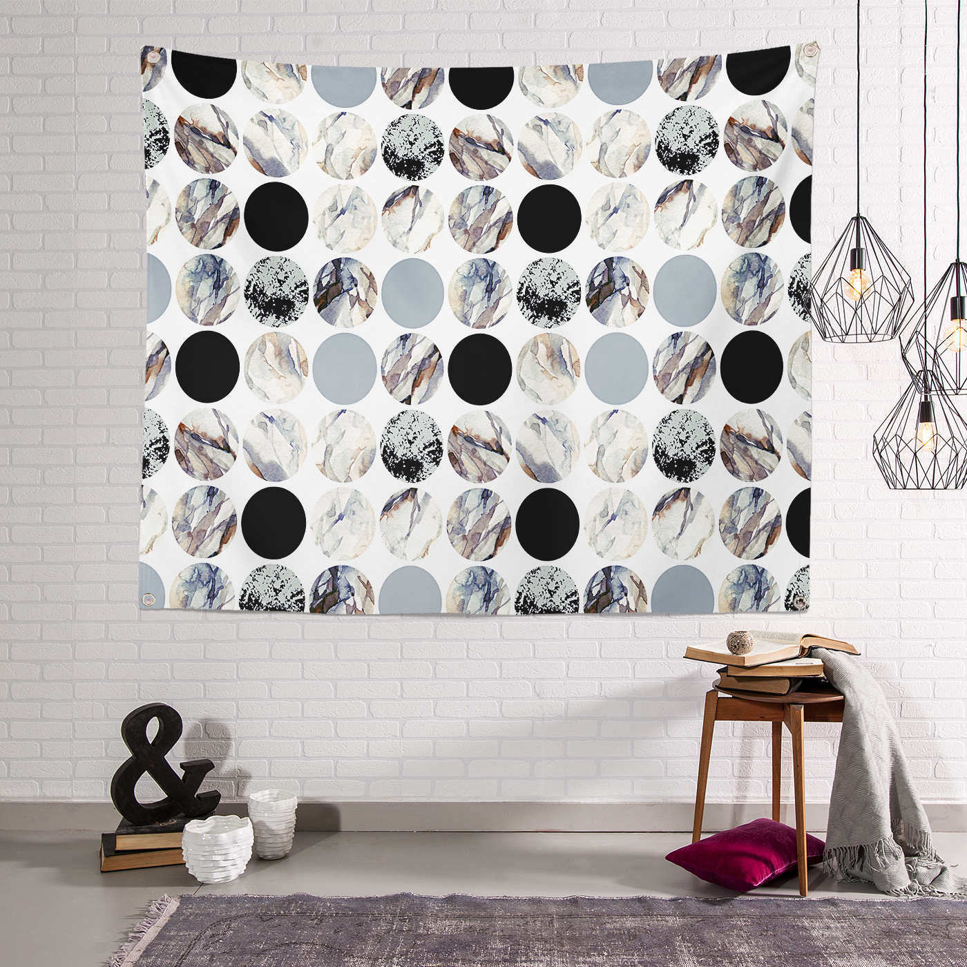 RealHomes Yuvarlak Desenli Modern Tapestry Duvar Örtüsü RealHomes