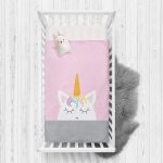 - Rh-Yatak-4314p - Realhomes  Pembe Zeminde Unicorn Desenli Çocuk Odası Yatak Örtüsü Realhomes