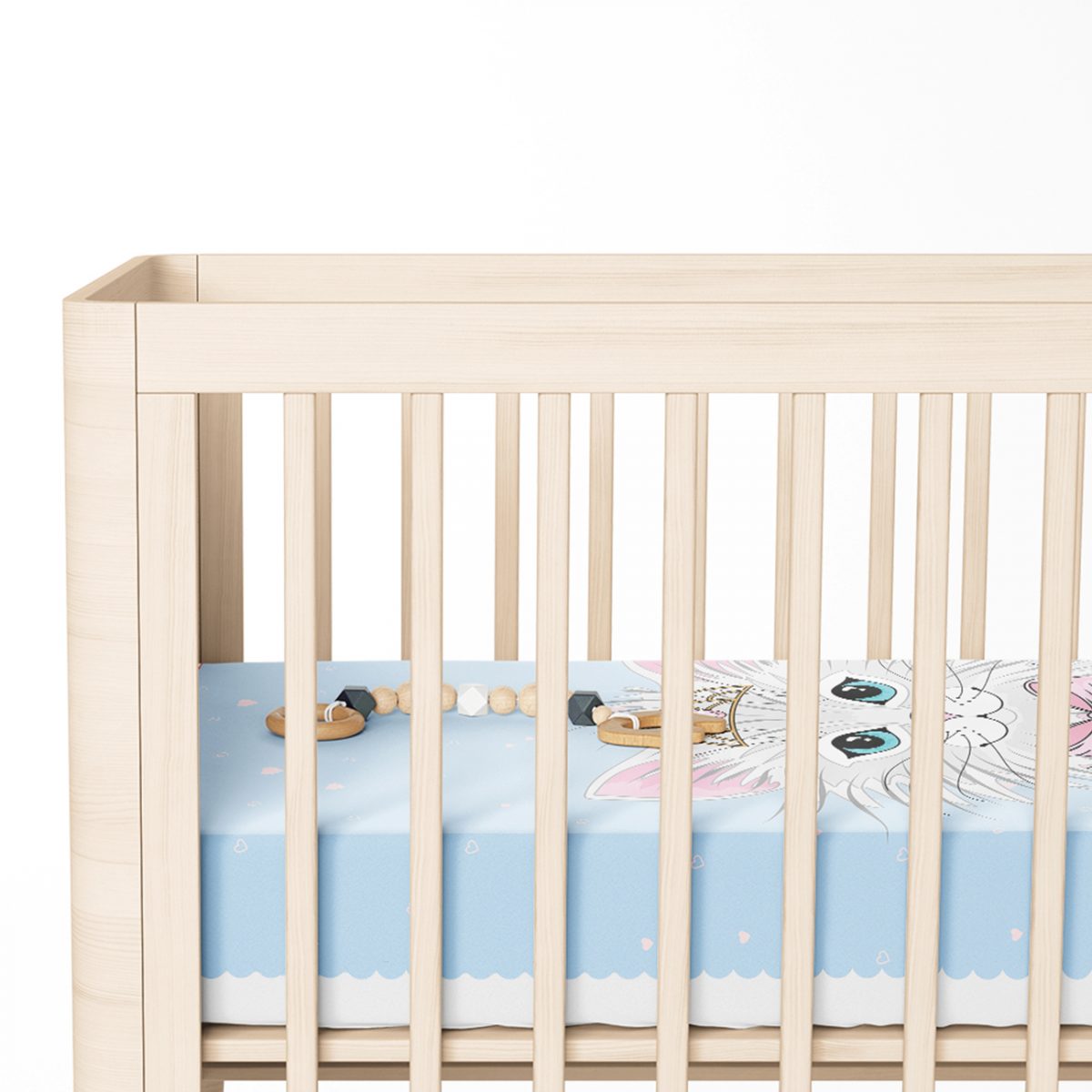 Mavi Zeminde Sevimli Kedicik Özel Tasarım Çocuk Odası Yatak Örtüsü Realhomes