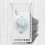 - Rh-Yatak-4320 - Realhomes  Beyaz Zeminde Uçan Balon Desenli Dijital Baskılı Çocuk Odası Yatak Örtüsü Realhomes