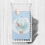 - Rh-Yatak-4320m - Realhomes  Mavi Zeminde Uçan Balon Desenli Dijital Baskılı Çocuk Odası Yatak Örtüsü Realhomes